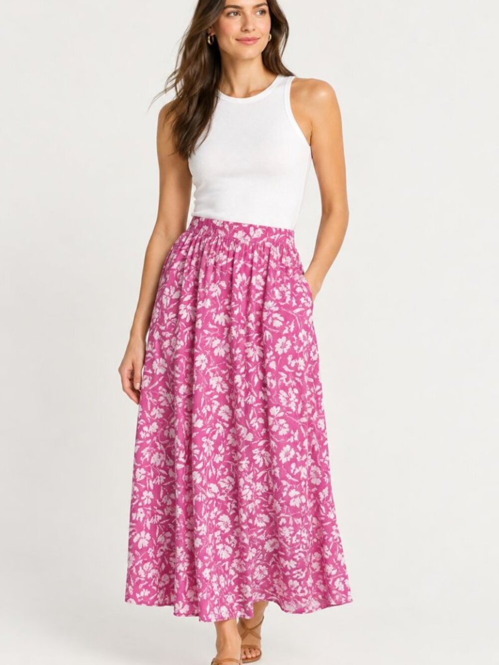 Ann Taylor Factory Floral Lined Maxi Skirt Sz 10